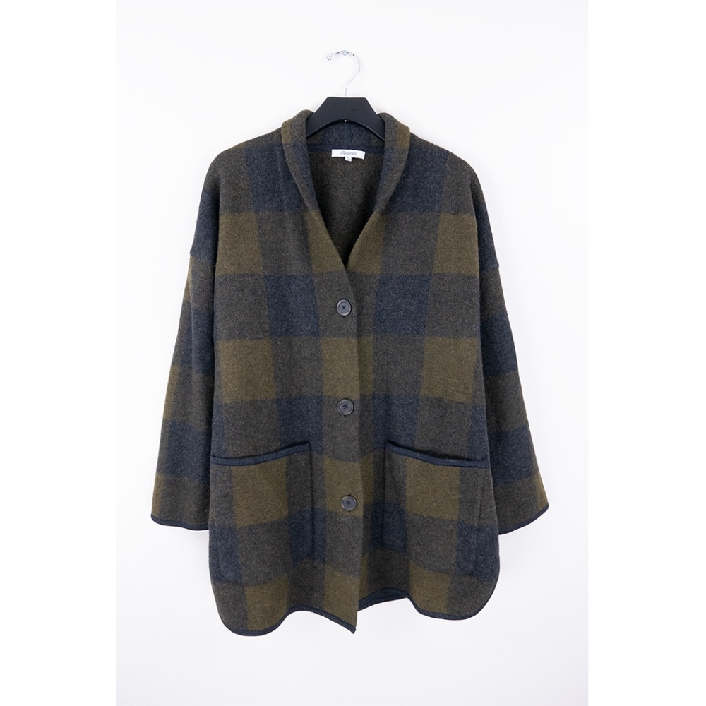 Madewell Buffalo Check Sweater Coat Sz Medium